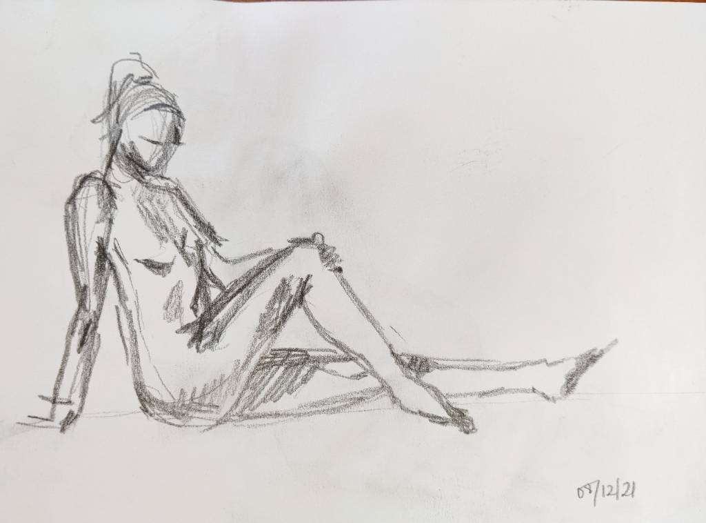 Croquis | toujours femme assise, mine de plomb