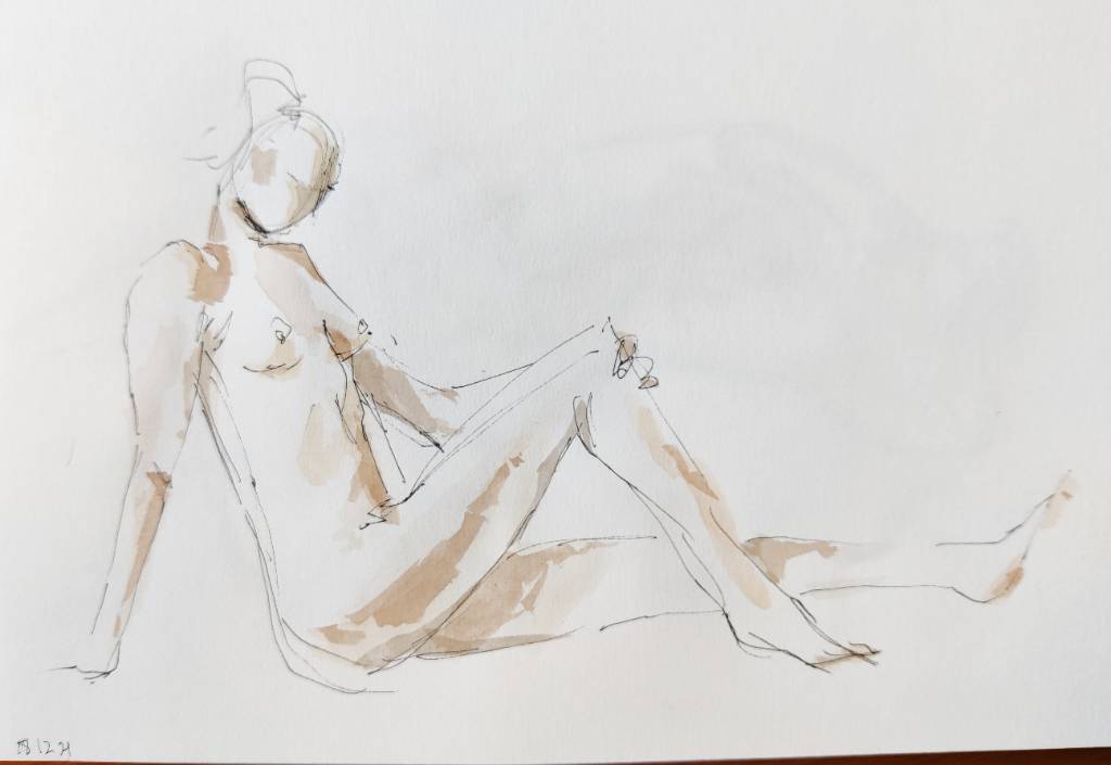 Croquis | la même pose, à l’aquarelle