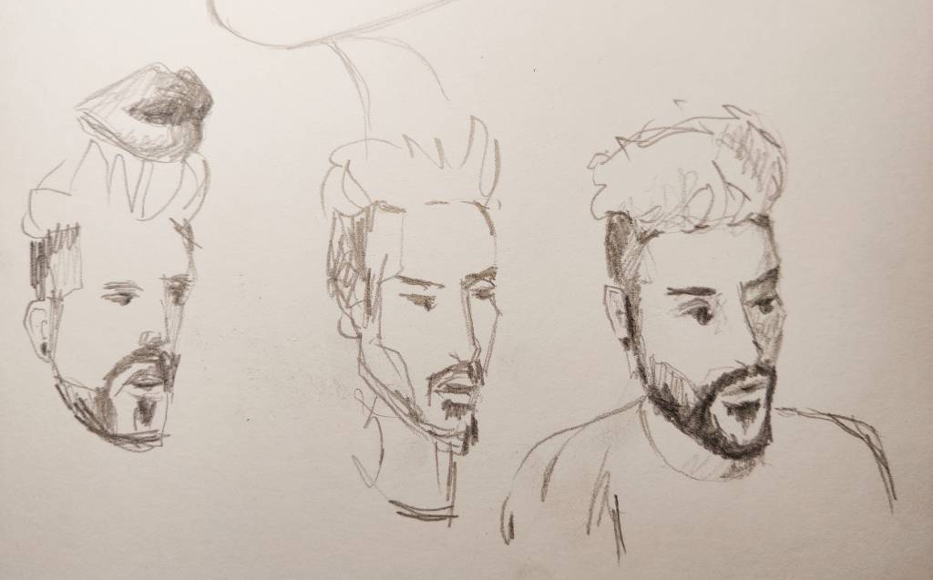 Croquis | trois croquis pour un visage