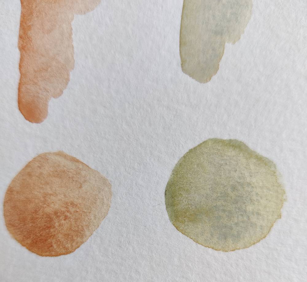 Un rond à l'aquarelle orange et un vert