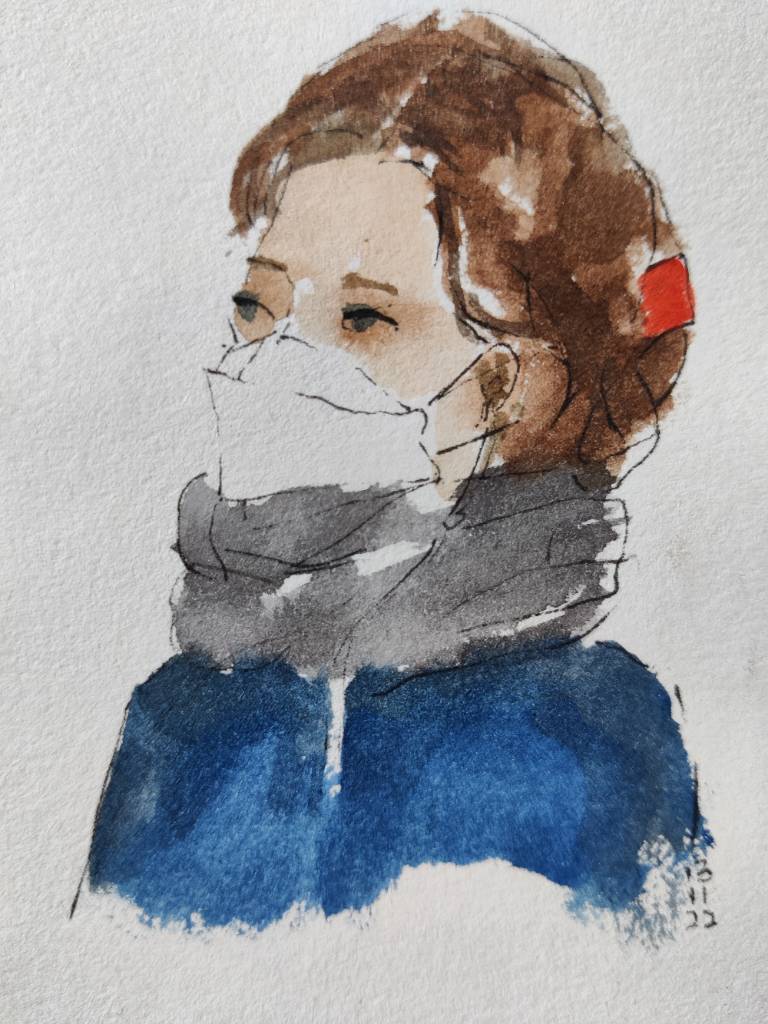 Croquis | une femme dans le RER