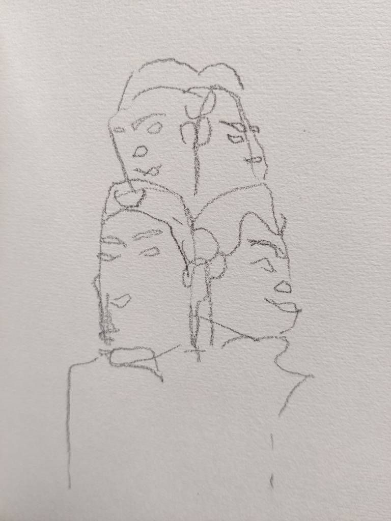 Croquis | Sculpture, buste aux multiples visages